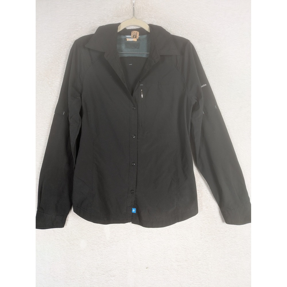 Columbia Button-Up Shirt Women's S/M Black Sun Protection
